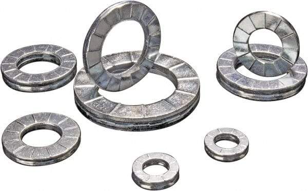 DISC-LOCK - 5/8", 1.247" OD, Zinc Flake, Steel Wedge Lock Washer - Grade 1010 Carbon Steel, 0.646 to 0.656" ID - USA Tool & Supply