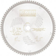 DeWALT - 12" Diam, 1" Arbor Hole Diam, 80 Tooth Wet & Dry Cut Saw Blade - High Speed Steel, Crosscut Action, Standard Round Arbor - USA Tool & Supply