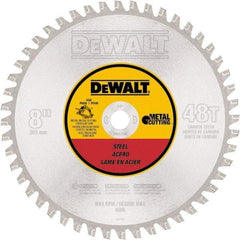 DeWALT - 8" Diam, 5/8" Arbor Hole Diam, 48 Tooth Wet & Dry Cut Saw Blade - High Speed Steel, Crosscut Action, Standard Round Arbor - USA Tool & Supply