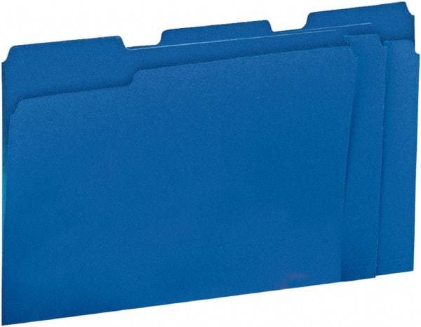 UNIVERSAL - 8-1/2 x 11", Letter Size, Blue, File Folders with Top Tab - 11 Point Stock, 1/3 Tab Cut Location - USA Tool & Supply