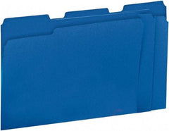 UNIVERSAL - 8-1/2 x 11", Letter Size, Blue, File Folders with Top Tab - 11 Point Stock, 1/3 Tab Cut Location - USA Tool & Supply