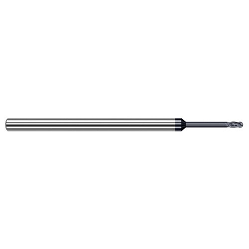 ‎0.025″ Dia. × 1/8″ Shank × 0.037″ DOC × 2-1/2″ OAL, Carbide AlTiN, Stub , 4 Flute, Ballnose End Mill - Exact Industrial Supply