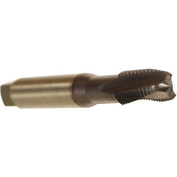 Emuge - 1/4-20 UNC 3 Flute 3BX Plug Spiral Flute Tap - Cobalt, TiCN Finish, 3.15" OAL, Left Hand Flute, Right Hand Thread, Series Rekord C - USA Tool & Supply