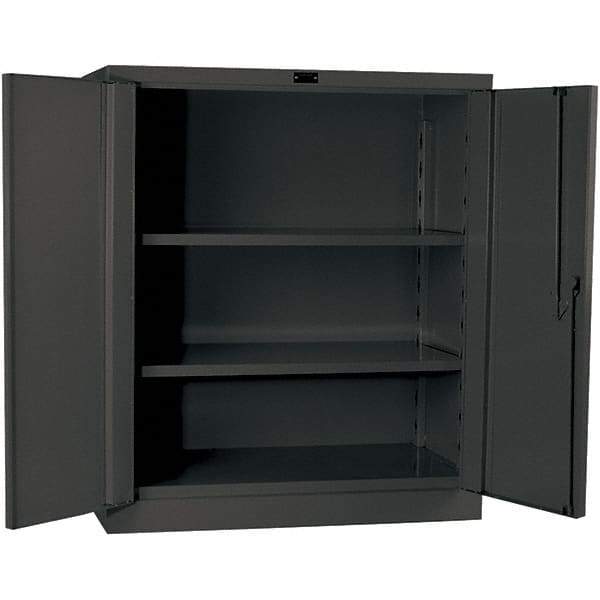 Hallowell - 2 Shelf Locking Storage Cabinet - Steel, 36" Wide x 21" Deep x 42" High, Gray - USA Tool & Supply