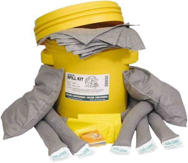 Oil-Dri - 20 Gal Capacity Universal Spill Kit - 20 Gal Plastic Overpack Container - USA Tool & Supply