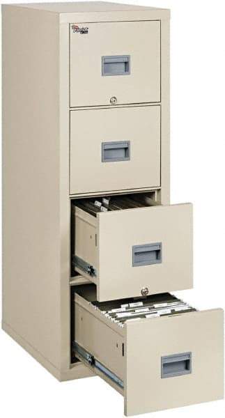 FireKing - 17-3/4" Wide x 52-3/4" High x 25" Deep, 4 Drawer Vertical File - Steel, Parchment - USA Tool & Supply
