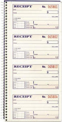 Adams Business Forms - 200 Sheet, 2-3/4 x 4-3/4", Receipt Book - USA Tool & Supply