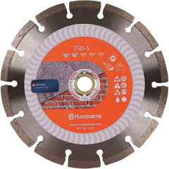 Husqvarna - 4" Diam, 5/8 & 7/8" Arbor Hole Diam, Continuous Edge Tooth Wet & Dry Cut Saw Blade - Diamond-Tipped, Fast Cutting Action, Standard Round Arbor - USA Tool & Supply