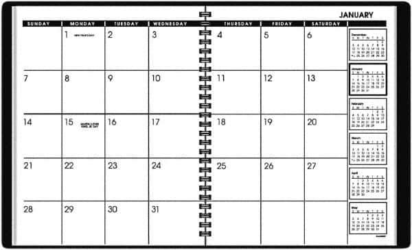 AT-A-GLANCE - 24 Sheet, 6-7/8 x 8-3/4", Planner Appointment Book - Black - USA Tool & Supply