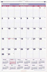 AT-A-GLANCE - 12 Sheet, 20 x 30", Wall Calendar - Blue & Red - USA Tool & Supply