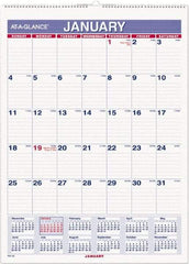 AT-A-GLANCE - 12 Sheet, 8" x 11", Wall Calendar - Blue & Red - USA Tool & Supply