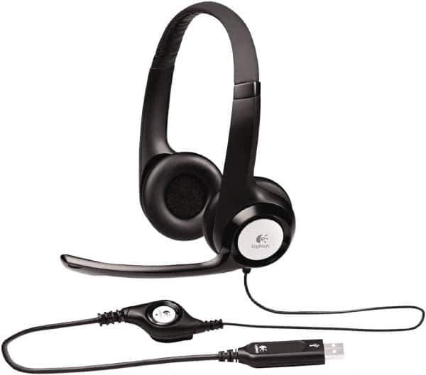 Logitech - Reusable, Over the Head Headset with Microphone - Black Plug, Black Cup - USA Tool & Supply