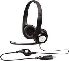Logitech - Reusable, Over the Head Headset with Microphone - Black Plug, Black Cup - USA Tool & Supply
