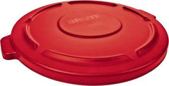 Rubbermaid - Round Lid for Use with 32 Gal Round Trash Cans - Red, Low-Density Polyethylene, For Brute Trash Cans - USA Tool & Supply