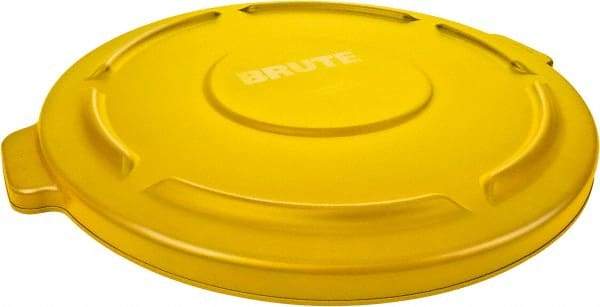 Rubbermaid - Round Lid for Use with 32 Gal Round Trash Cans - Yellow, Low-Density Polyethylene, For Brute Trash Cans - USA Tool & Supply