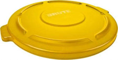 Rubbermaid - Round Lid for Use with 32 Gal Round Trash Cans - Yellow, Low-Density Polyethylene, For Brute Trash Cans - USA Tool & Supply