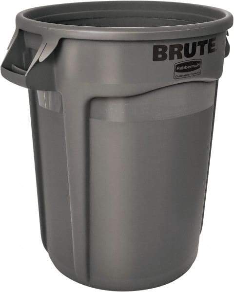 Rubbermaid - 20 Gal Gray Round Trash Can - Polyethylene, 22.91" High - USA Tool & Supply