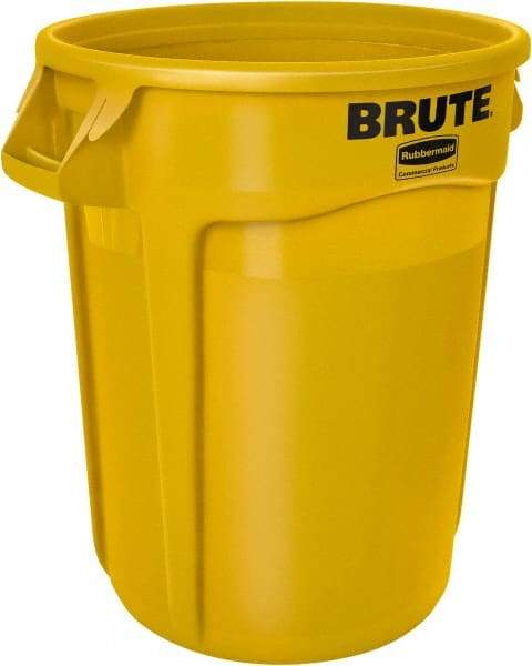 Rubbermaid - 20 Gal Yellow Round Trash Can - Polyethylene, 22.93" High - USA Tool & Supply