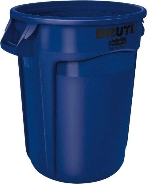 Rubbermaid - 32 Gal Blue Round Trash Can - Polyethylene, 27.77" High - USA Tool & Supply