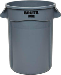 Rubbermaid - 32 Gal Gray Round Trash Can - Polyethylene, 27.77" High - USA Tool & Supply