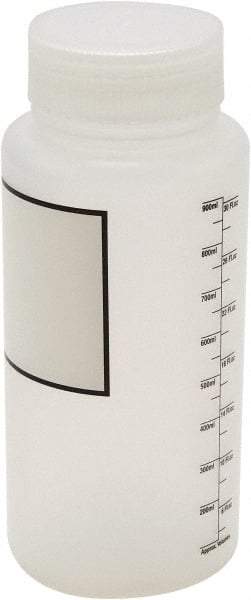Dynalon Labware - 1,000 mL Wide-Mouth Bottle - Polypropylene, Translucent, 8.2" High x 3-1/2" Diam, 65mm Cap - USA Tool & Supply