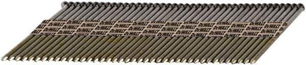 DeWALT - 30 Gauge 0.131" Shank Diam 3" Long Framing Nails for Power Nailers - Steel, Bright Finish, Smooth Shank, Angled Stick Paper Tape Collation, Round Head, Diamond Point - USA Tool & Supply