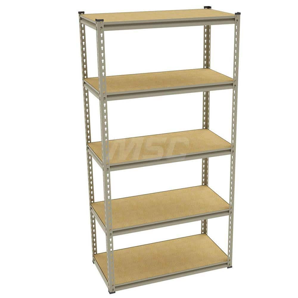 16 Gauge Steel Adjustable Shelving: 37″ Wide, 18.625″ Deep, 72″ High 5 Shelf, 1,000 lb Shelf Capacity