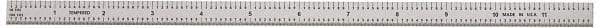 General - 12" Long, 1/100, 1/10" and 0.5, 1mm Graduation, Flexible Steel Rule - Decimal/Metric Graduation Style, 1/2" Wide, Silver, Satin Chrome Finish - USA Tool & Supply