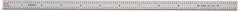 General - 12" Long, 1/100, 1/10" and 0.5, 1mm Graduation, Flexible Steel Rule - Decimal/Metric Graduation Style, 1/2" Wide, Silver, Satin Chrome Finish - USA Tool & Supply