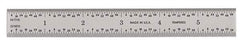 General - 6" Long, 1/64, 1/32, 1/16, 1/8" Graduation, Rigid Steel Rule - 4R Graduation Style, 3/4" Wide, Silver, Satin Chrome Finish - USA Tool & Supply