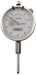 General - 0-100 Dial Reading, 0.001" Graduation Dial Drop Indicator - 2-1/4" Dial, 0.1" Range per Revolution, Revolution Counter - USA Tool & Supply