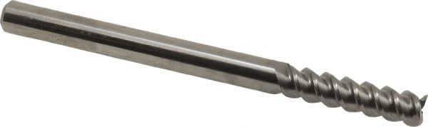 Accupro - 5/16", 1-1/4" LOC, 5/16" Shank Diam, 4" OAL, 3 Flute, Solid Carbide Square End Mill - Single End, Uncoated, Spiral Flute, 60° Helix, Centercutting, Right Hand Cut, Right Hand Flute - USA Tool & Supply