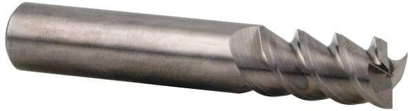 Accupro - 1/2", 1" LOC, 1/2" Shank Diam, 3" OAL, 3 Flute, Solid Carbide Square End Mill - Single End, Uncoated, Spiral Flute, 60° Helix, Centercutting, Right Hand Cut, Right Hand Flute - USA Tool & Supply