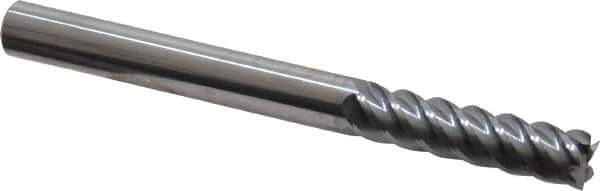 Accupro - 3/8", 1-1/2" LOC, 3/8" Shank Diam, 4" OAL, 5 Flute, Solid Carbide Square End Mill - Single End, TiCN Finish, Spiral Flute, 45° Helix, Centercutting, Right Hand Cut, Right Hand Flute - USA Tool & Supply