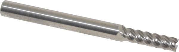 Accupro - 5/32", 9/16" LOC, 3/16" Shank Diam, 2" OAL, 5 Flute, Solid Carbide Square End Mill - Single End, Uncoated, Spiral Flute, 45° Helix, Centercutting, Right Hand Cut, Right Hand Flute - USA Tool & Supply
