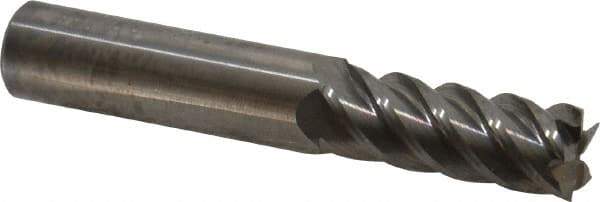 Accupro - 15/32", 1-1/4" LOC, 1/2" Shank Diam, 3" OAL, 5 Flute, Solid Carbide Square End Mill - Single End, Uncoated, Spiral Flute, 45° Helix, Centercutting, Right Hand Cut, Right Hand Flute - USA Tool & Supply