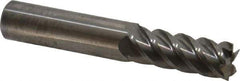 Accupro - 15/32", 1-1/4" LOC, 1/2" Shank Diam, 3" OAL, 5 Flute, Solid Carbide Square End Mill - Single End, Uncoated, Spiral Flute, 45° Helix, Centercutting, Right Hand Cut, Right Hand Flute - USA Tool & Supply