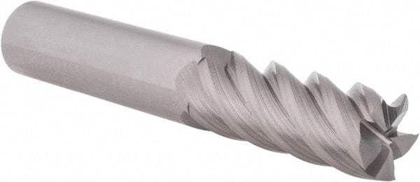 Accupro - 3/4", 3-1/4" LOC, 3/4" Shank Diam, 6" OAL, 5 Flute, Solid Carbide Square End Mill - Single End, Uncoated, Spiral Flute, 45° Helix, Centercutting, Right Hand Cut, Right Hand Flute - USA Tool & Supply