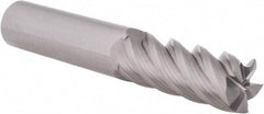 Accupro - 1", 2" LOC, 1" Shank Diam, 4" OAL, 5 Flute, Solid Carbide Square End Mill - Single End, Uncoated, Spiral Flute, 45° Helix, Centercutting, Right Hand Cut, Right Hand Flute - USA Tool & Supply