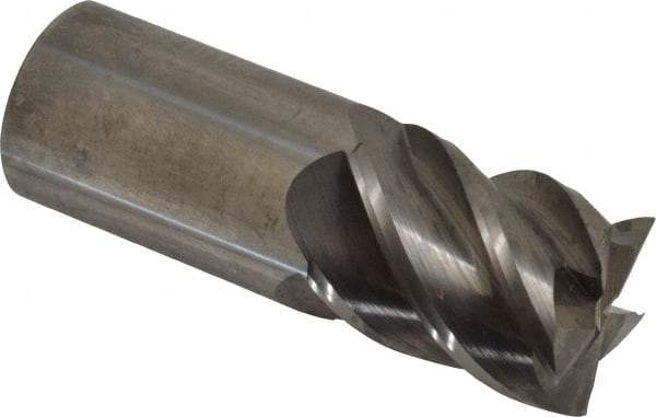 Accupro - 1", 1-1/4" LOC, 1" Shank Diam, 3" OAL, 5 Flute, Solid Carbide Square End Mill - Single End, Uncoated, Spiral Flute, 45° Helix, Centercutting, Right Hand Cut, Right Hand Flute - USA Tool & Supply