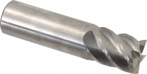 Accupro - 3/4", 1" LOC, 3/4" Shank Diam, 3" OAL, 5 Flute, Solid Carbide Square End Mill - Single End, Uncoated, Spiral Flute, 45° Helix, Centercutting, Right Hand Cut, Right Hand Flute - USA Tool & Supply