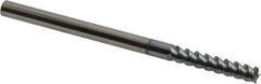 Accupro - 1/4", 1-1/4" LOC, 1/4" Shank Diam, 4" OAL, 3 Flute, Solid Carbide Square End Mill - Single End, TiCN Finish, Spiral Flute, 60° Helix, Centercutting, Right Hand Cut, Right Hand Flute - USA Tool & Supply