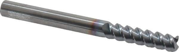 Accupro - 3/8", 1-1/2" LOC, 3/8" Shank Diam, 4" OAL, 3 Flute, Solid Carbide Square End Mill - Single End, TiCN Finish, Spiral Flute, 60° Helix, Centercutting, Right Hand Cut, Right Hand Flute - USA Tool & Supply