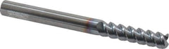 Accupro - 3/8", 1-1/2" LOC, 3/8" Shank Diam, 4" OAL, 3 Flute, Solid Carbide Square End Mill - Single End, TiCN Finish, Spiral Flute, 60° Helix, Centercutting, Right Hand Cut, Right Hand Flute - USA Tool & Supply