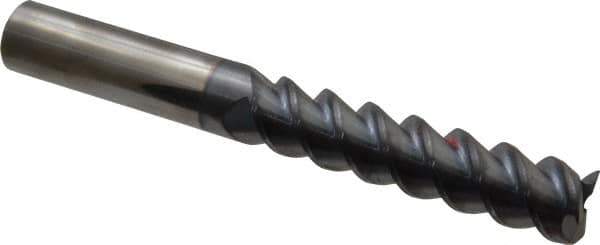 Accupro - 3/4", 3-1/4" LOC, 3/4" Shank Diam, 6" OAL, 3 Flute, Solid Carbide Square End Mill - Single End, TiCN Finish, Spiral Flute, 60° Helix, Centercutting, Right Hand Cut, Right Hand Flute - USA Tool & Supply