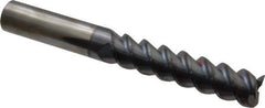 Accupro - 3/4", 3-1/4" LOC, 3/4" Shank Diam, 6" OAL, 3 Flute, Solid Carbide Square End Mill - Single End, TiCN Finish, Spiral Flute, 60° Helix, Centercutting, Right Hand Cut, Right Hand Flute - USA Tool & Supply
