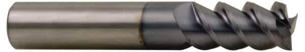Accupro - 5/8", 1-5/8" LOC, 5/8" Shank Diam, 3-1/2" OAL, 3 Flute, Solid Carbide Square End Mill - Single End, TiCN Finish, Spiral Flute, 60° Helix, Centercutting, Right Hand Cut, Right Hand Flute - USA Tool & Supply