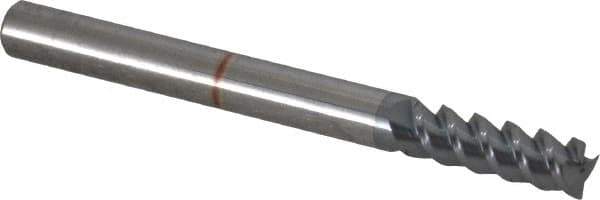 Accupro - 3/16", 9/16" LOC, 3/16" Shank Diam, 2" OAL, 3 Flute, Solid Carbide Square End Mill - Single End, TiCN Finish, Spiral Flute, 60° Helix, Centercutting, Right Hand Cut, Right Hand Flute - USA Tool & Supply