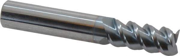 Accupro - 7/16", 1" LOC, 7/16" Shank Diam, 2-3/4" OAL, 3 Flute, Solid Carbide Square End Mill - Single End, TiCN Finish, Spiral Flute, 60° Helix, Centercutting, Right Hand Cut, Right Hand Flute - USA Tool & Supply
