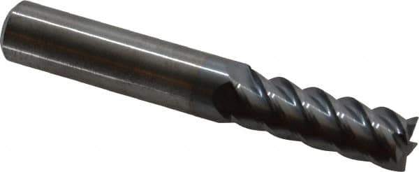 Accupro - 11/32", 1" LOC, 3/8" Shank Diam, 2-1/2" OAL, 5 Flute, Solid Carbide Square End Mill - Single End, TiCN Finish, Spiral Flute, 45° Helix, Centercutting, Right Hand Cut, Right Hand Flute - USA Tool & Supply